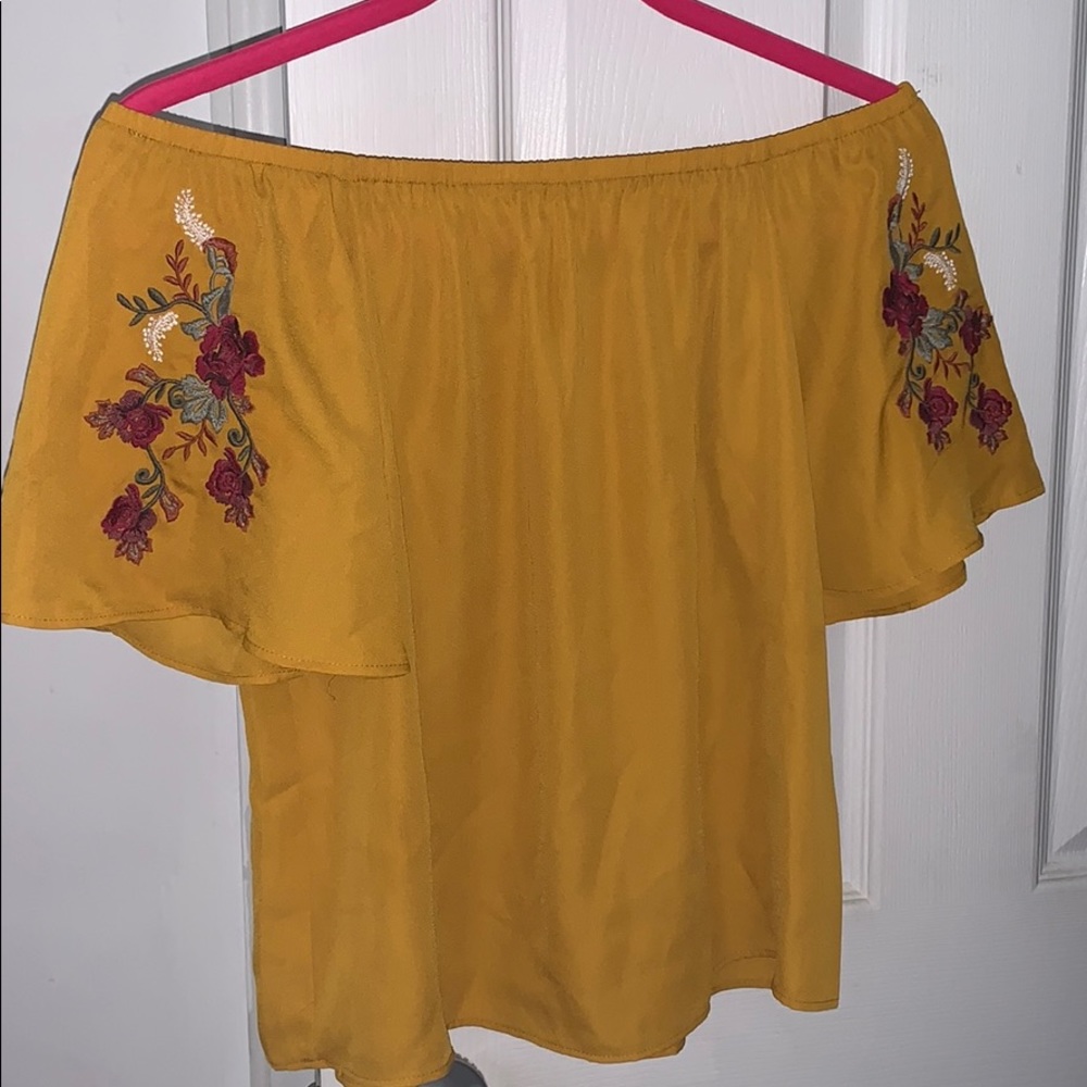 Embroidered off the shoulder top